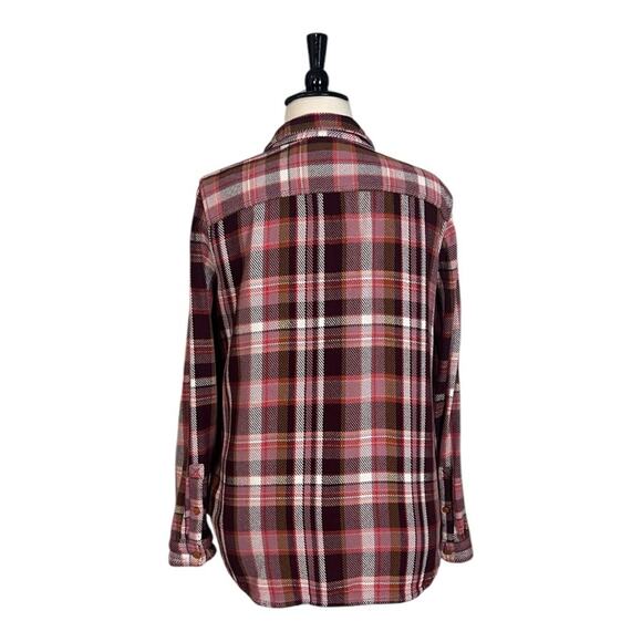 LL Bean Shacket Shirt Button Down Flannel Pink Plaid Top Women’s Size XL - Picture 4 of 10